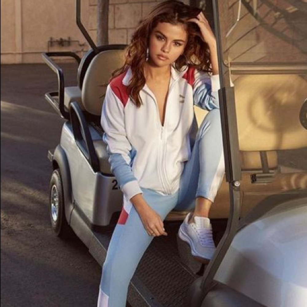 Puma Women's White, Red, and Blue Sweater